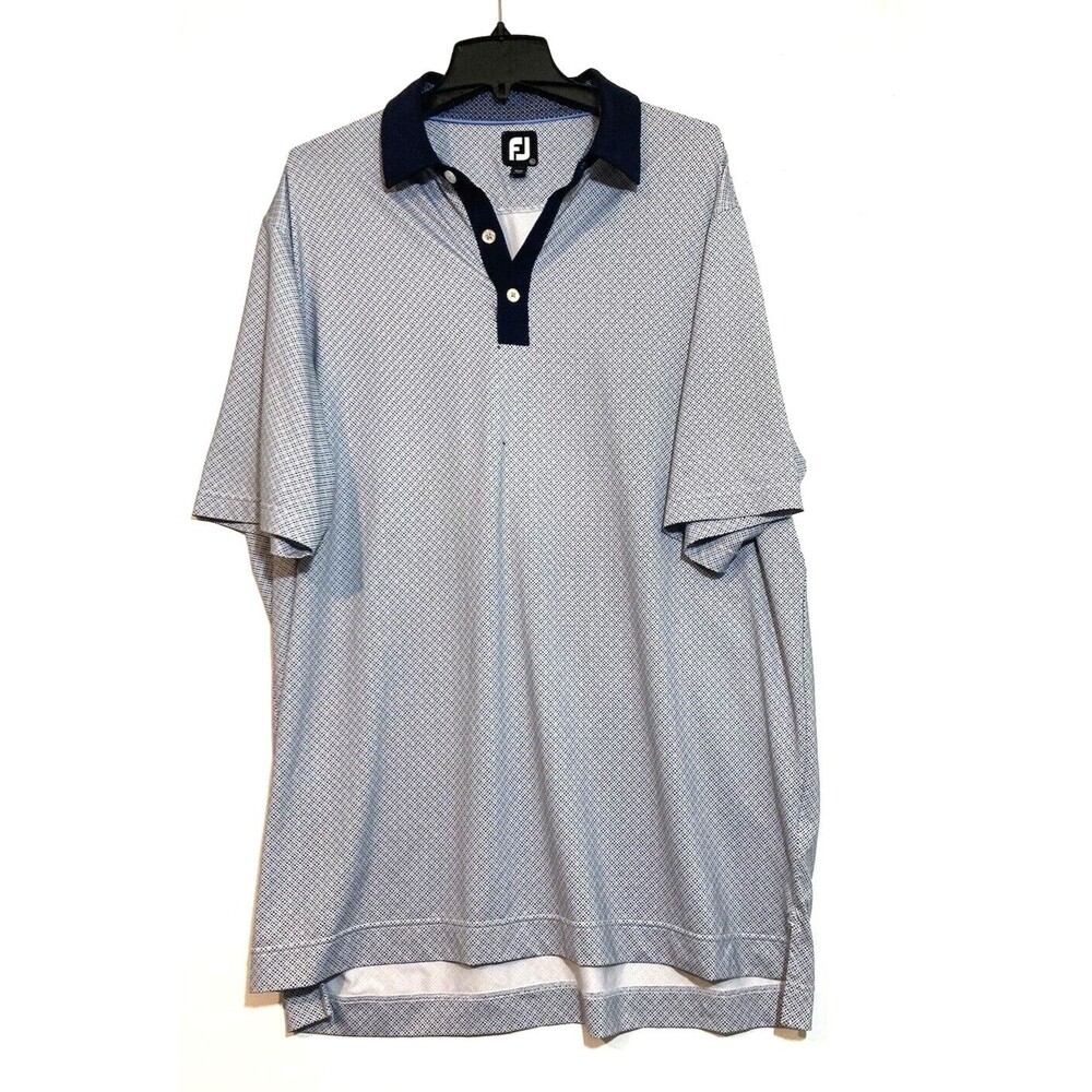 FootJoy Polo Shirt Men’s FJ Stretchy Golf Extra Large Gray Blue small holes